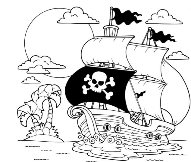 Dibujos de Barco Pirata Fresco para colorear