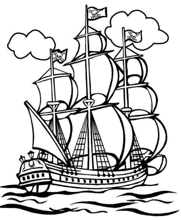 Dibujos de Barco Pirata para colorear
