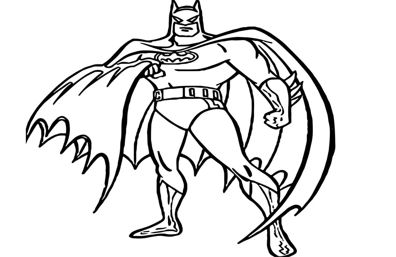 Batman sosteniendo su Capa para colorir