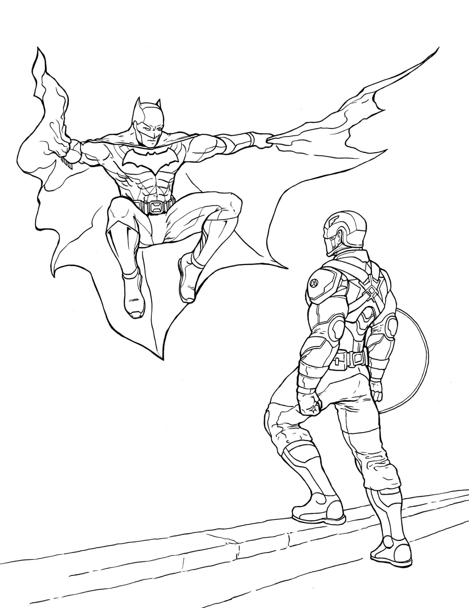 Dibujos de Batman y el Capitán América para colorear