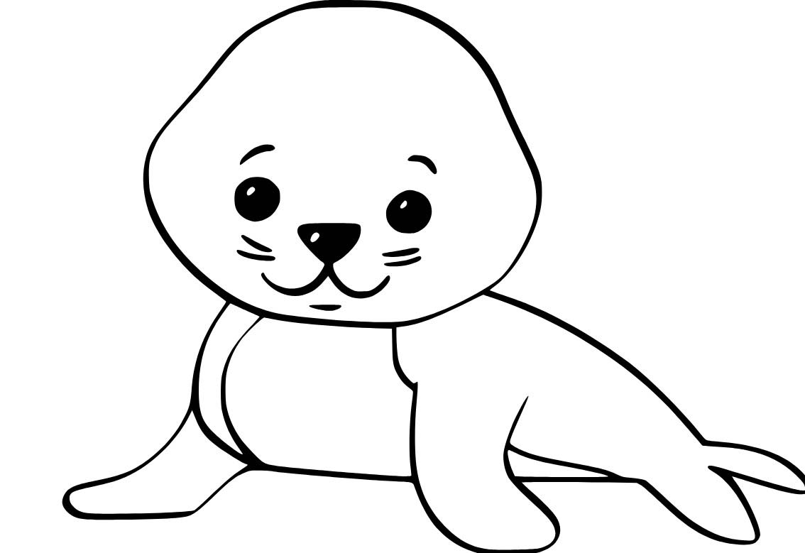 Dibujos de Bebé foca de dibujos animados para colorear