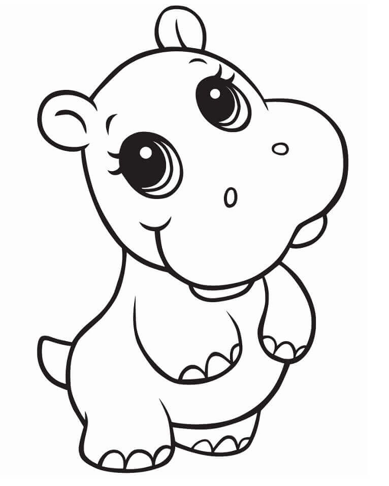 Dibujos de Bebé Hipopótamo para colorear