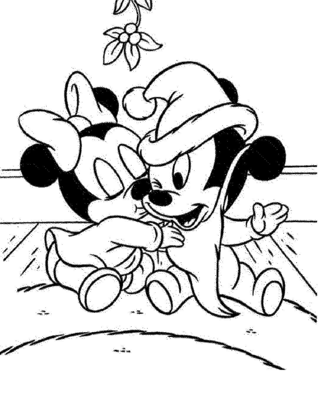 Bebé Minnie besando a Mickey Mouse para colorir