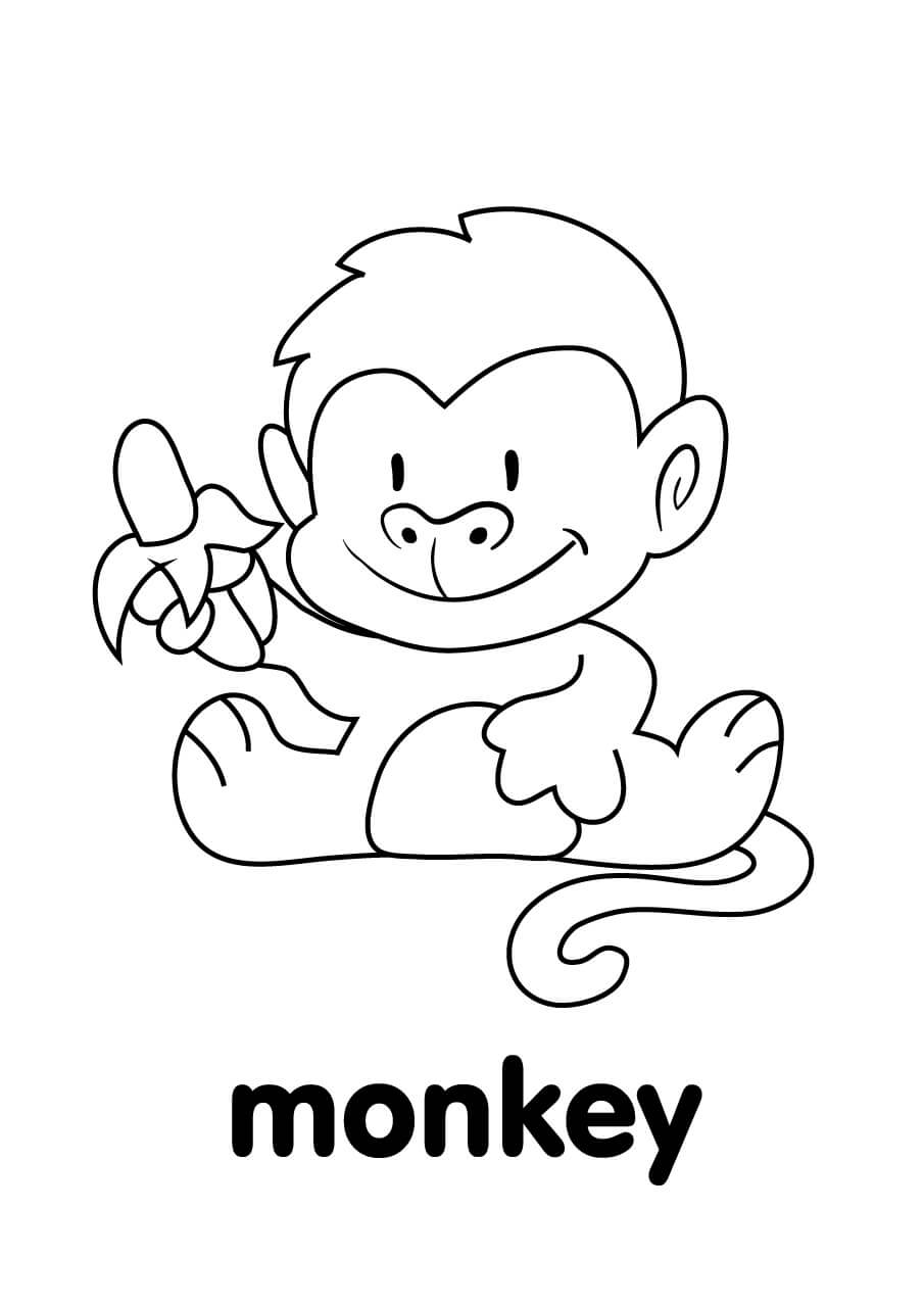 Bebé Mono Comiendo para colorir