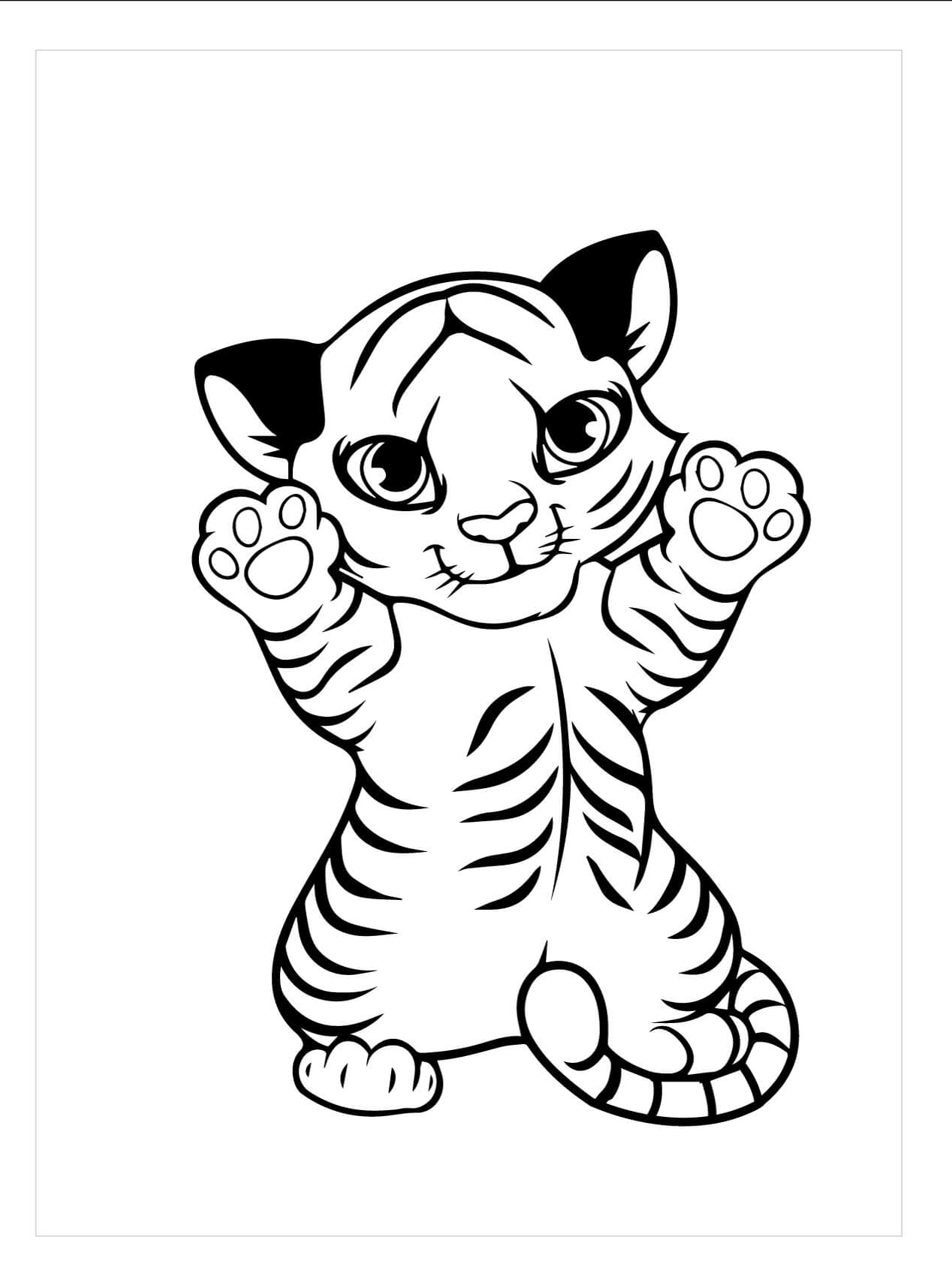 Dibujos de Bebé tigre Feliz para colorear