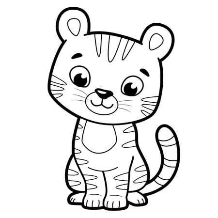 Dibujos de Bebé Tigre Sentado para colorear