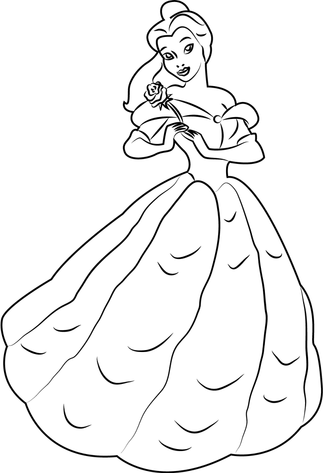 Dibujos de Belle Con Rosa para colorear