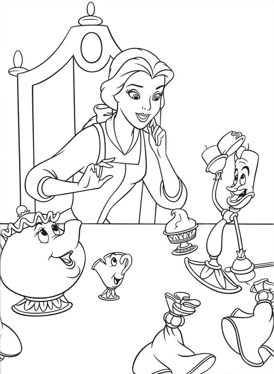 Belle Con Sus Amigos para colorir