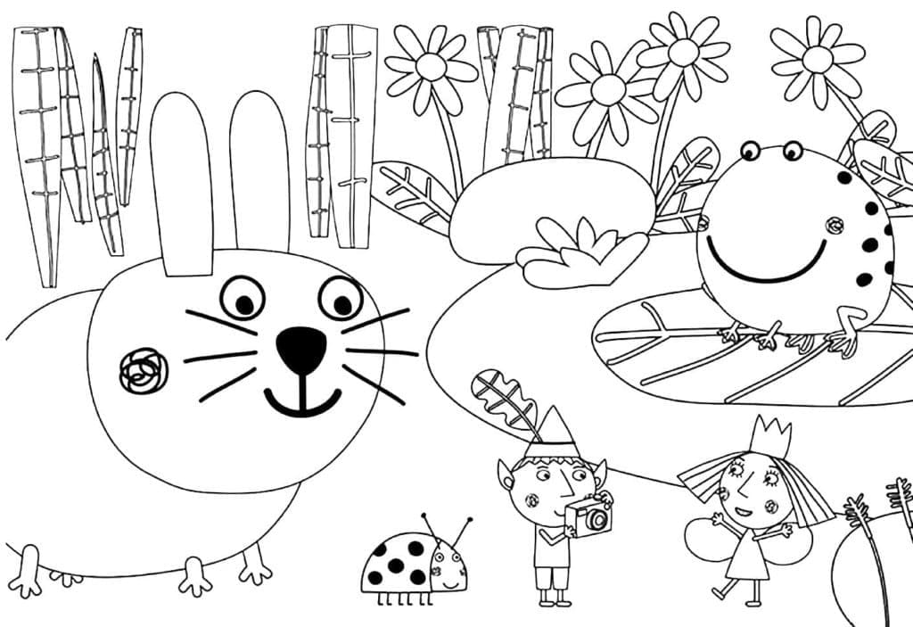 Dibujos de Ben y Holly con animales para colorear