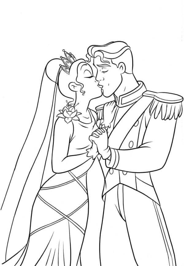 Beso Caliente Del Príncipe Y La Princesa para colorir
