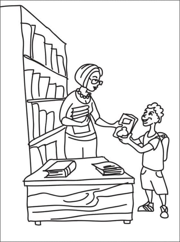 Dibujos de Biblioteca fácil para colorear