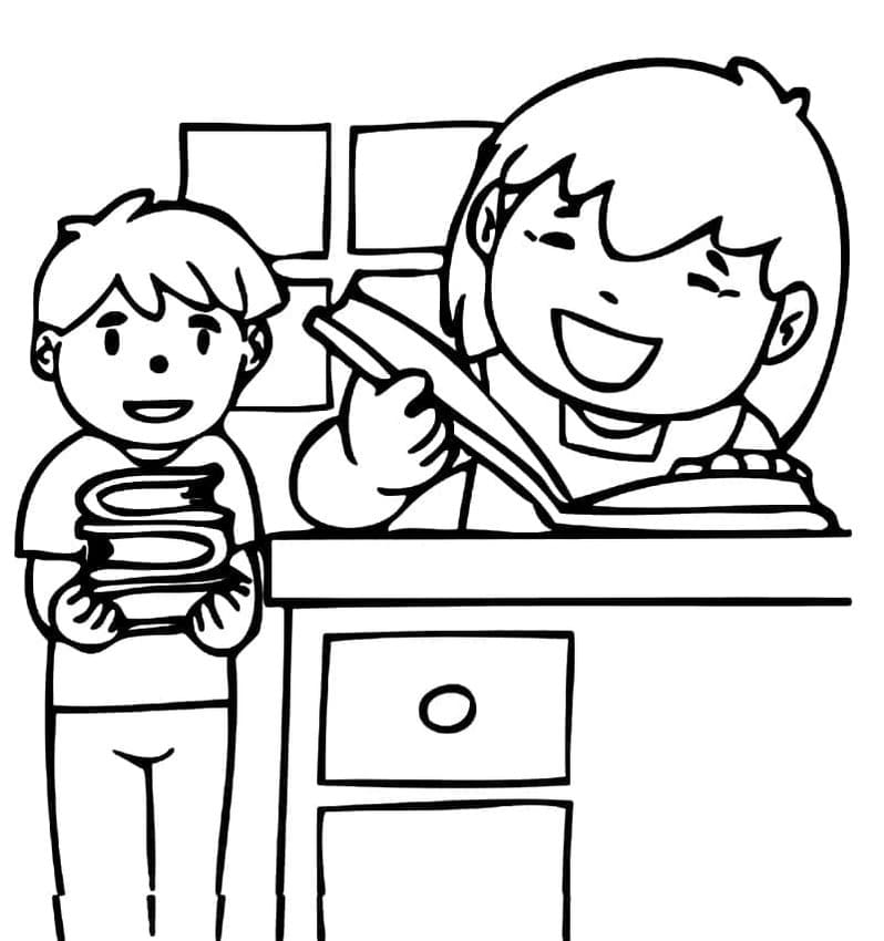 Dibujos de Biblioteca Imprimible para niños para colorear