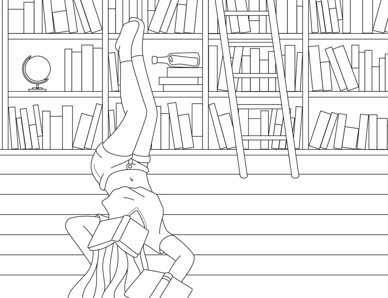 Dibujos de Biblioteca sencillo en niños para colorear