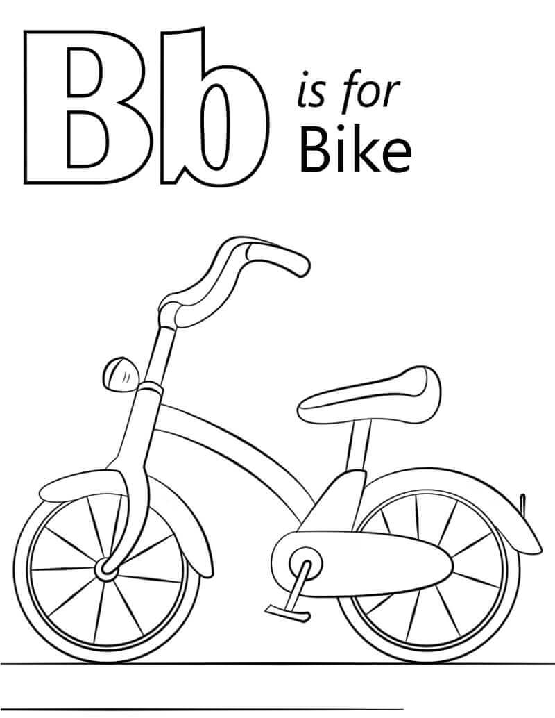 Dibujos de Bicicleta Letra B para colorear
