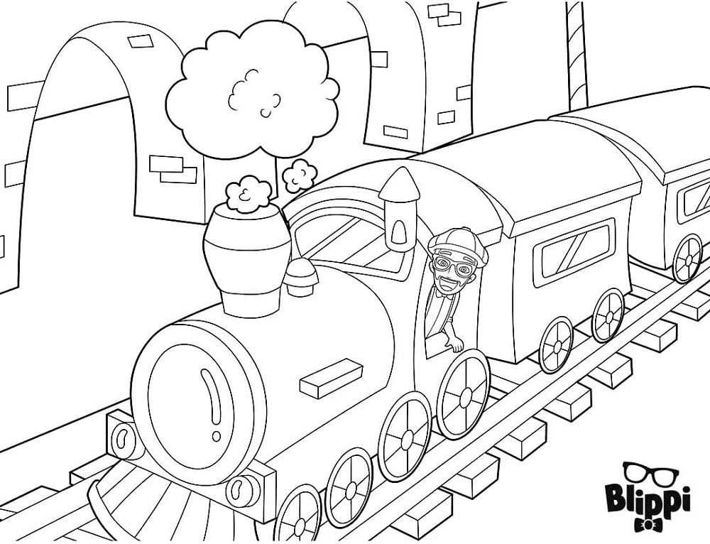 Dibujos de Blippi y el tren para colorear
