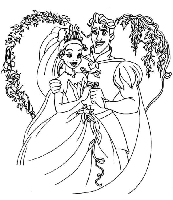 Dibujos de Boda De Príncipe Y Princesa para colorear