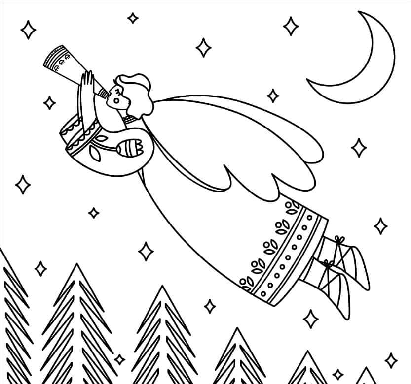 Dibujos de Bonito Ángel Volando para colorear
