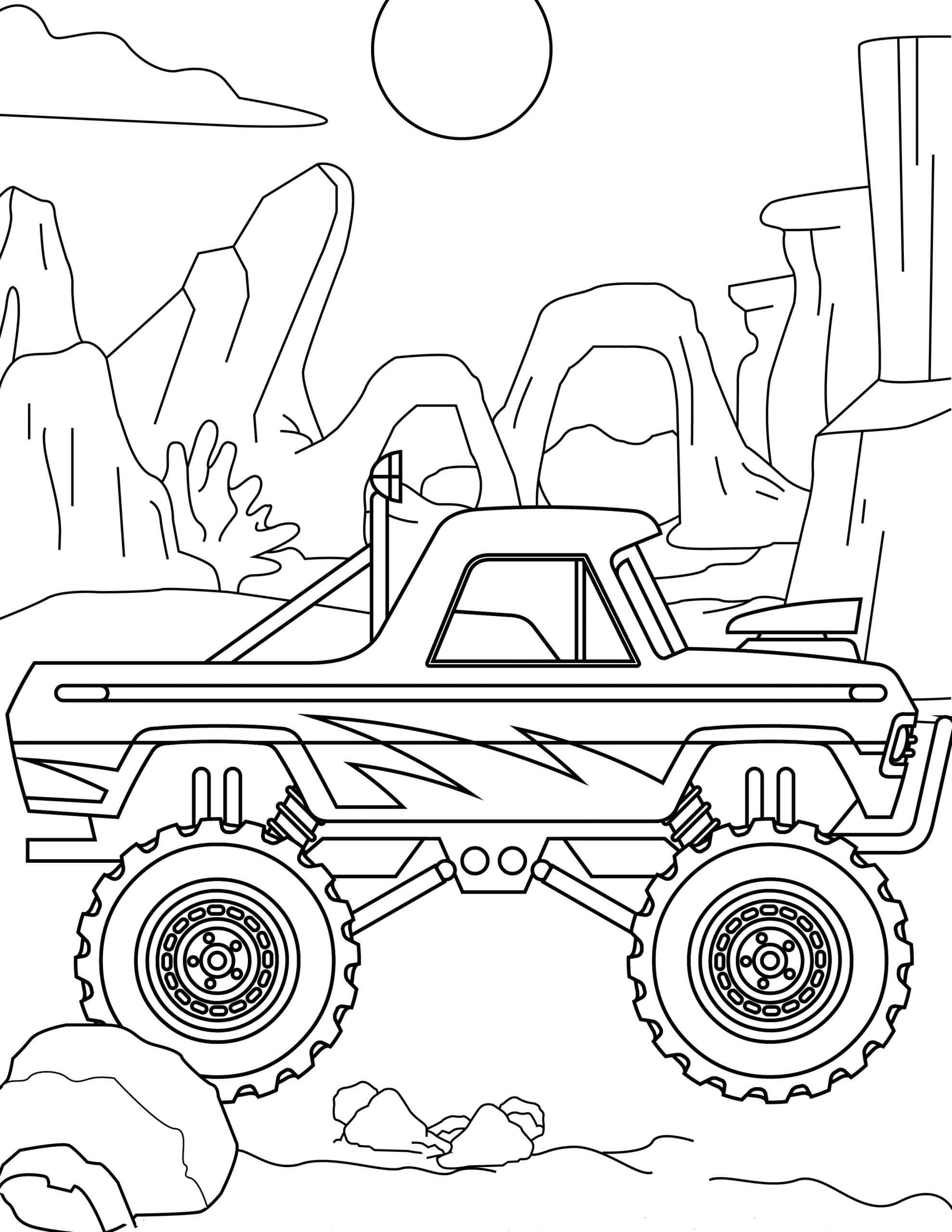 Dibujos de Bonito Camión Monstruo para colorear
