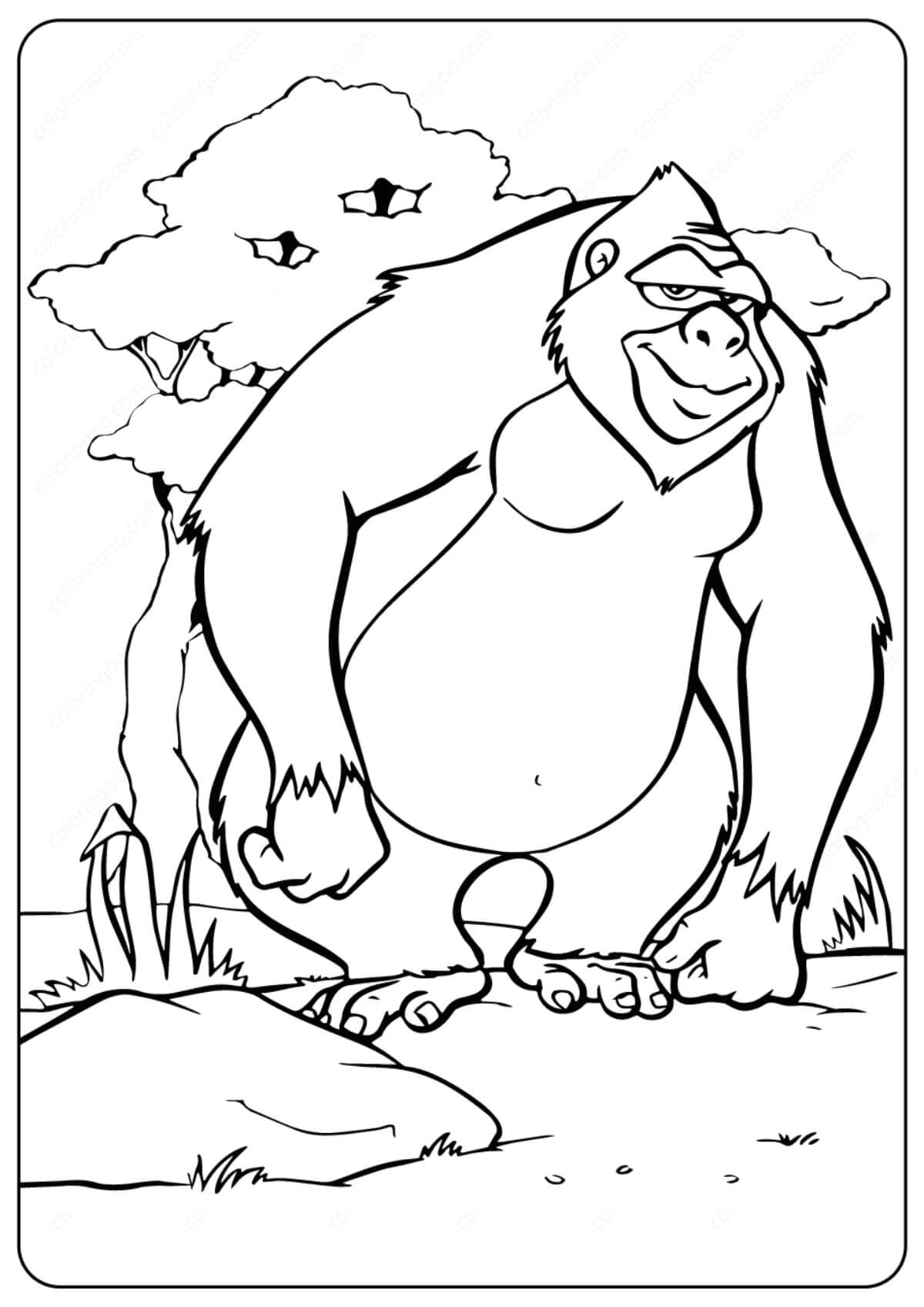 Dibujos de Bonito Gorila para colorear
