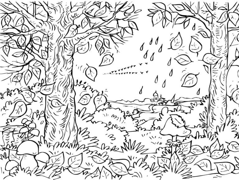 Dibujos de Bosque de otoño para colorear