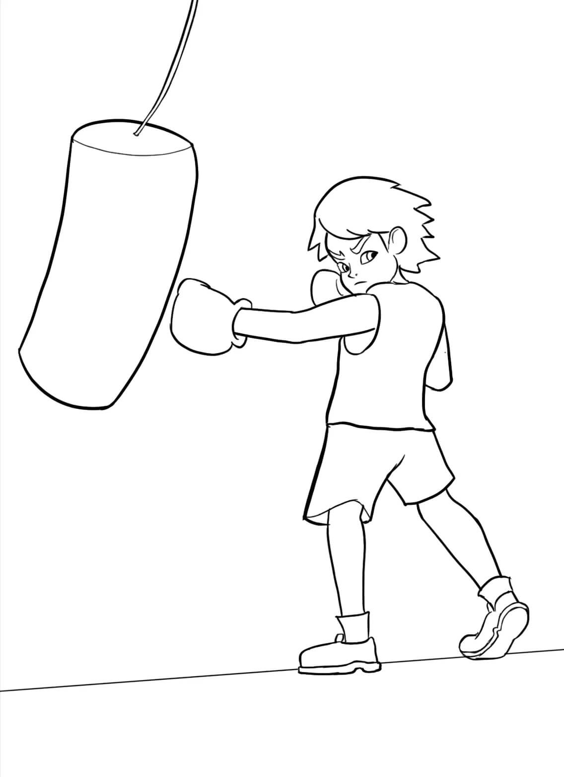 Boxeador Animado para colorir