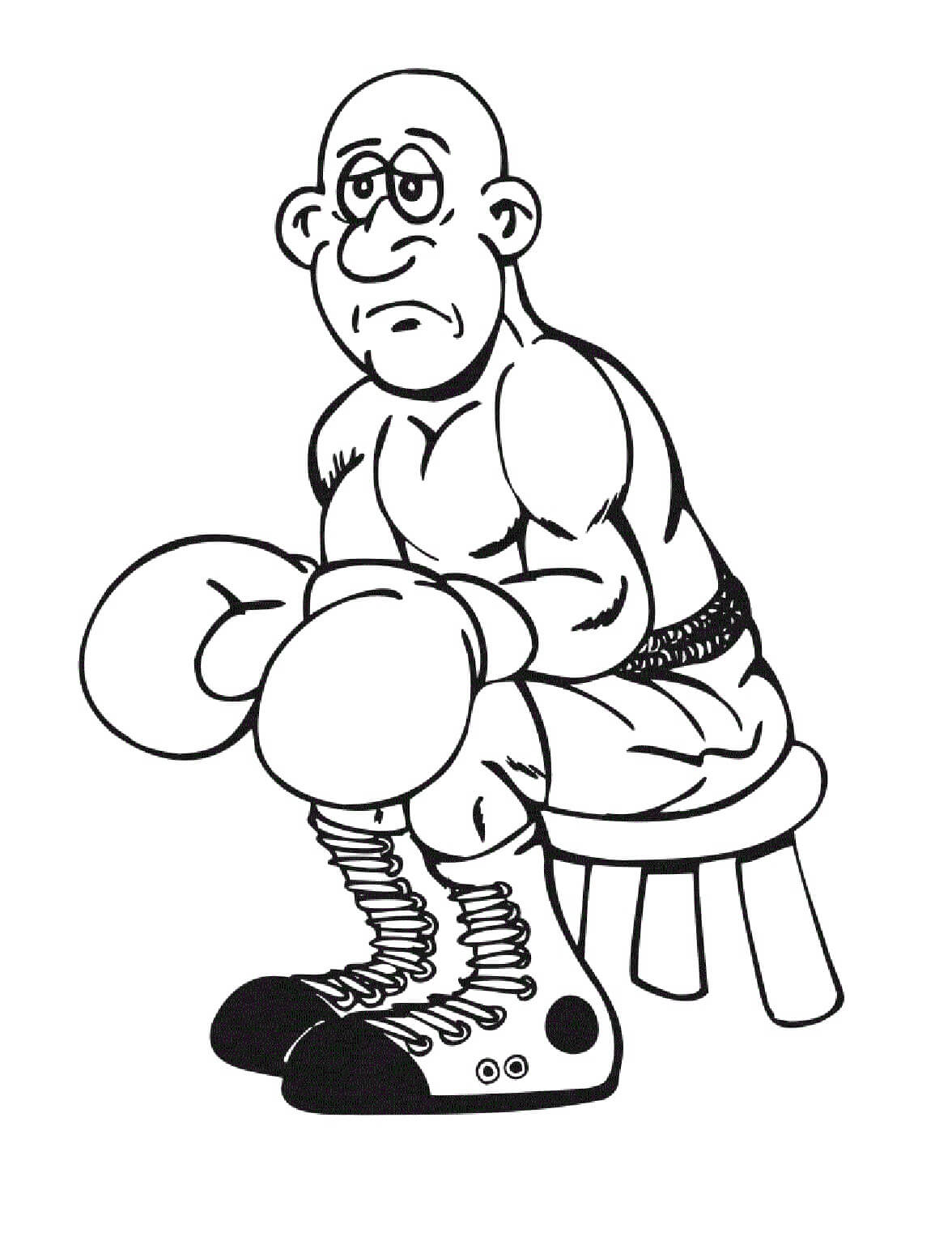 Dibujos de Boxeador Sentado En Una Silla para colorear