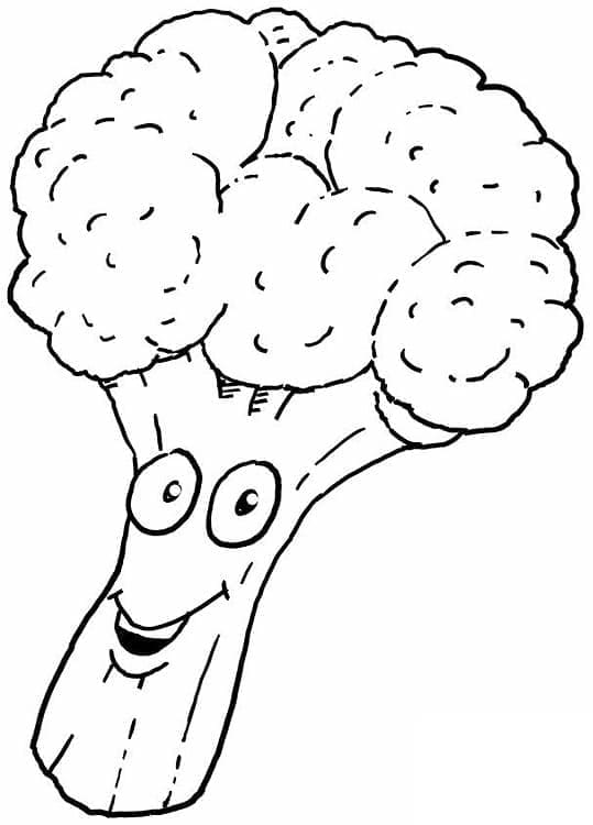 Brócoli con cara de caricatura para colorir