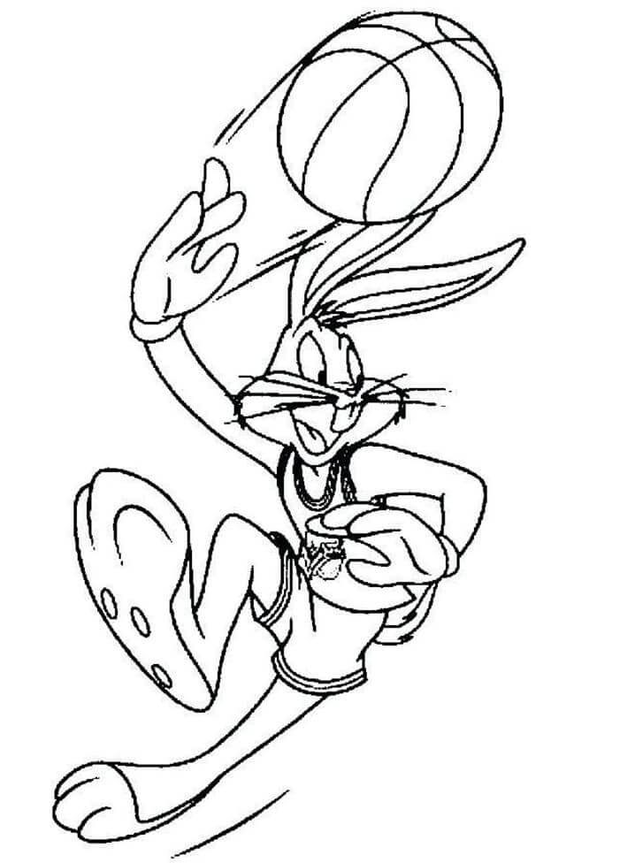 Dibujos de Bugs Bunny Jugando Baloncesto para colorear
