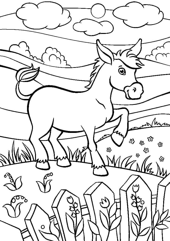 Burro en la granja para colorir