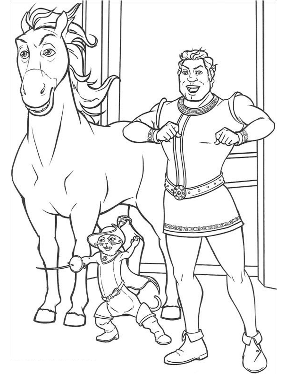 Burro, Gato Y Shrek para colorir