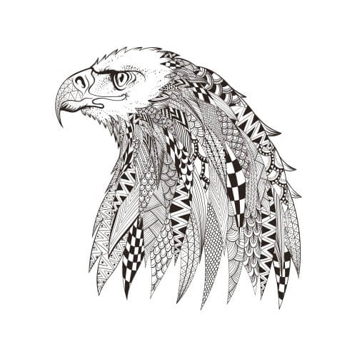 Dibujos de Cabeza Águila Mandala para colorear