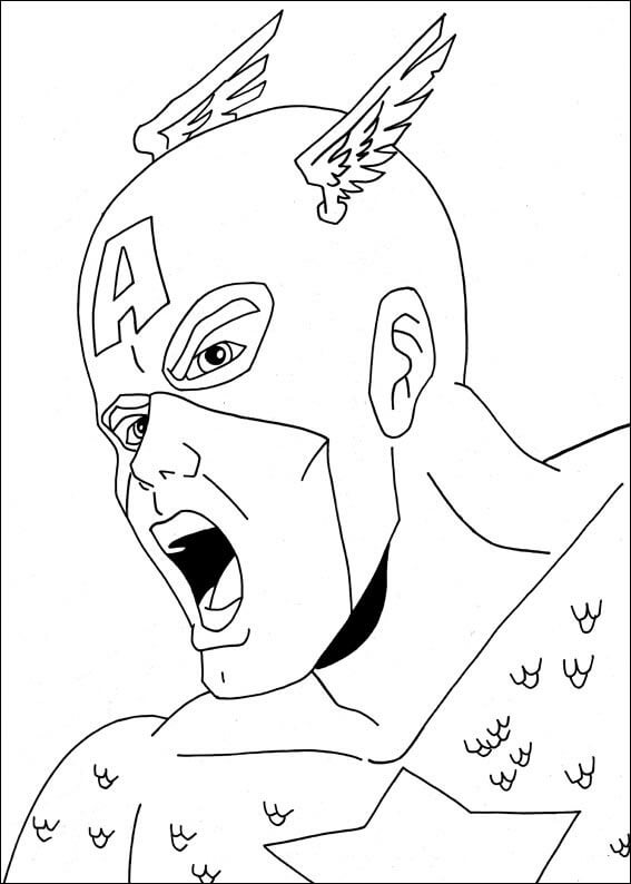 Dibujos de Cabeza básica Capitán América para colorear