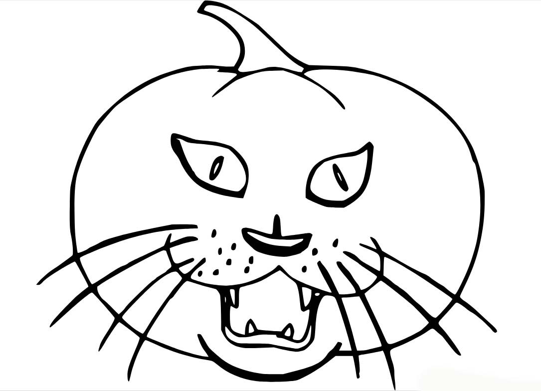 Dibujos de Cabeza de gato calabaza para colorear