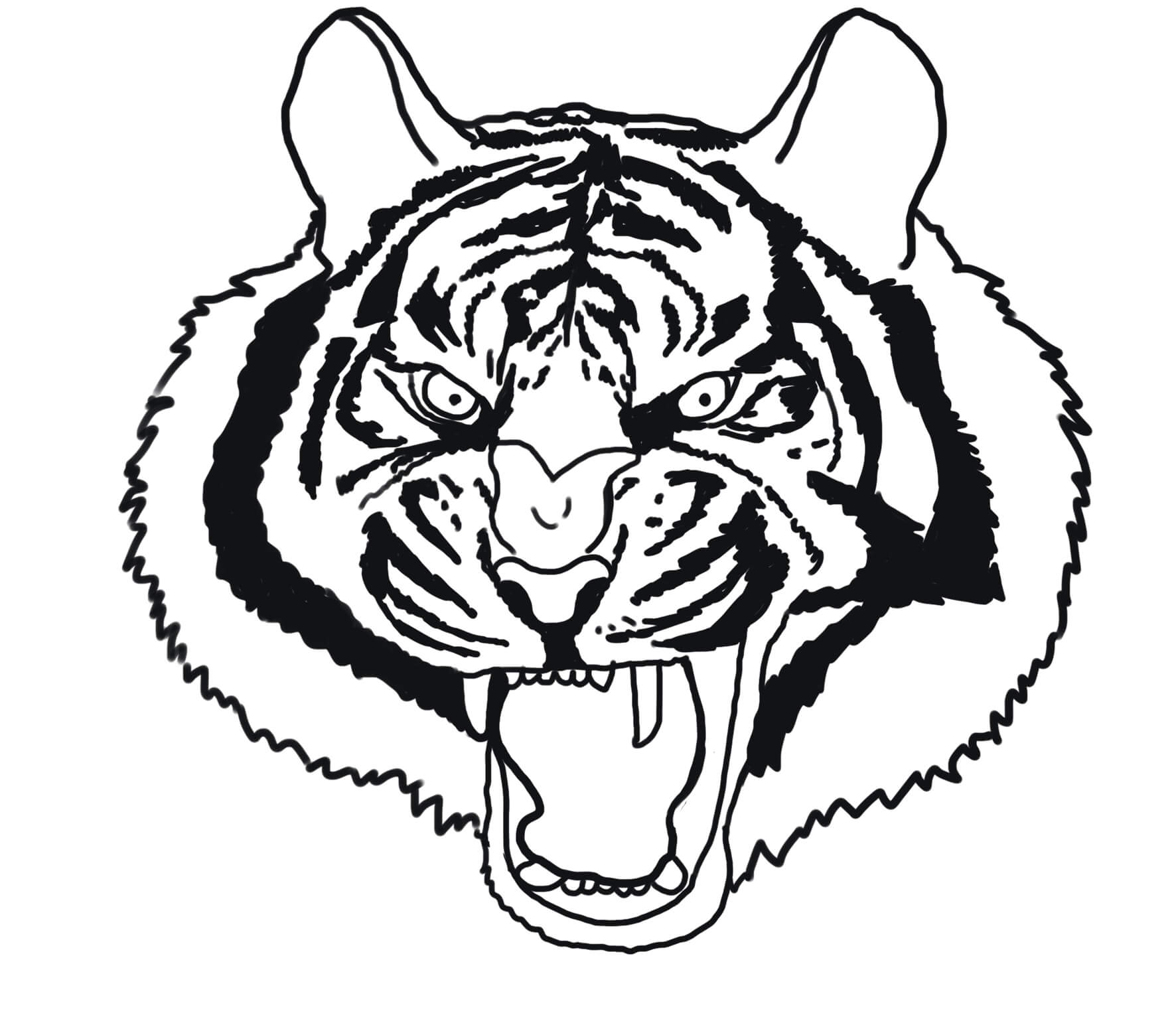 Dibujos de Cabeza de Tigre Aterrador para colorear