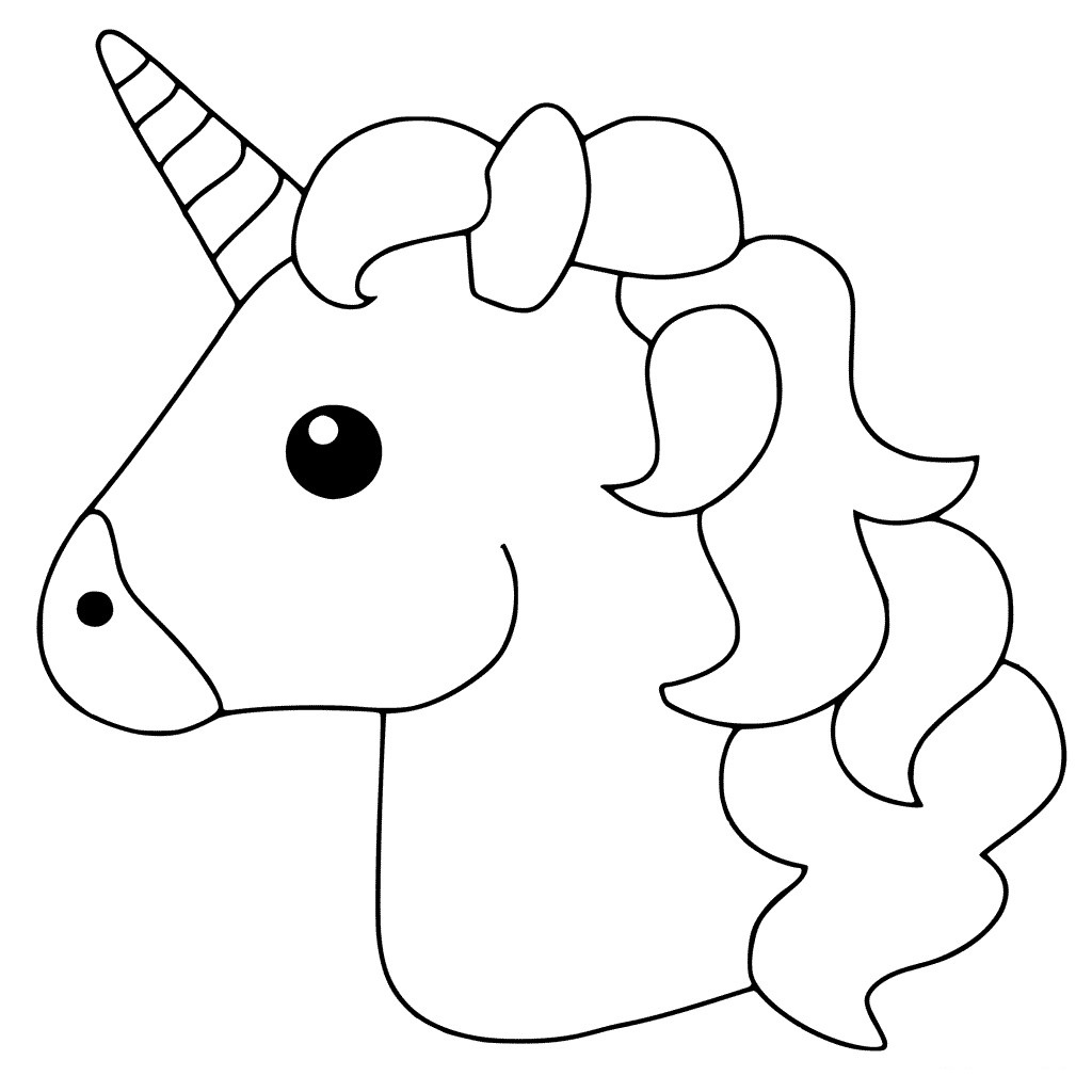 Dibujos de Cabeza de Unicornio Simple para colorear