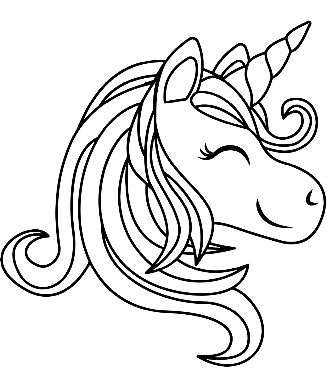 Dibujos de Cabeza de Unicornio Sonriendo para colorear