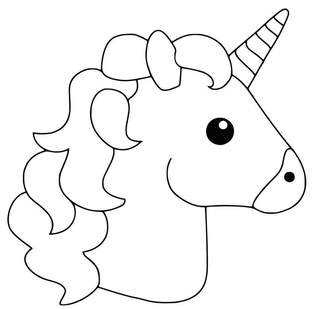 Dibujos de Cabeza Unicornio Kawaii para colorear