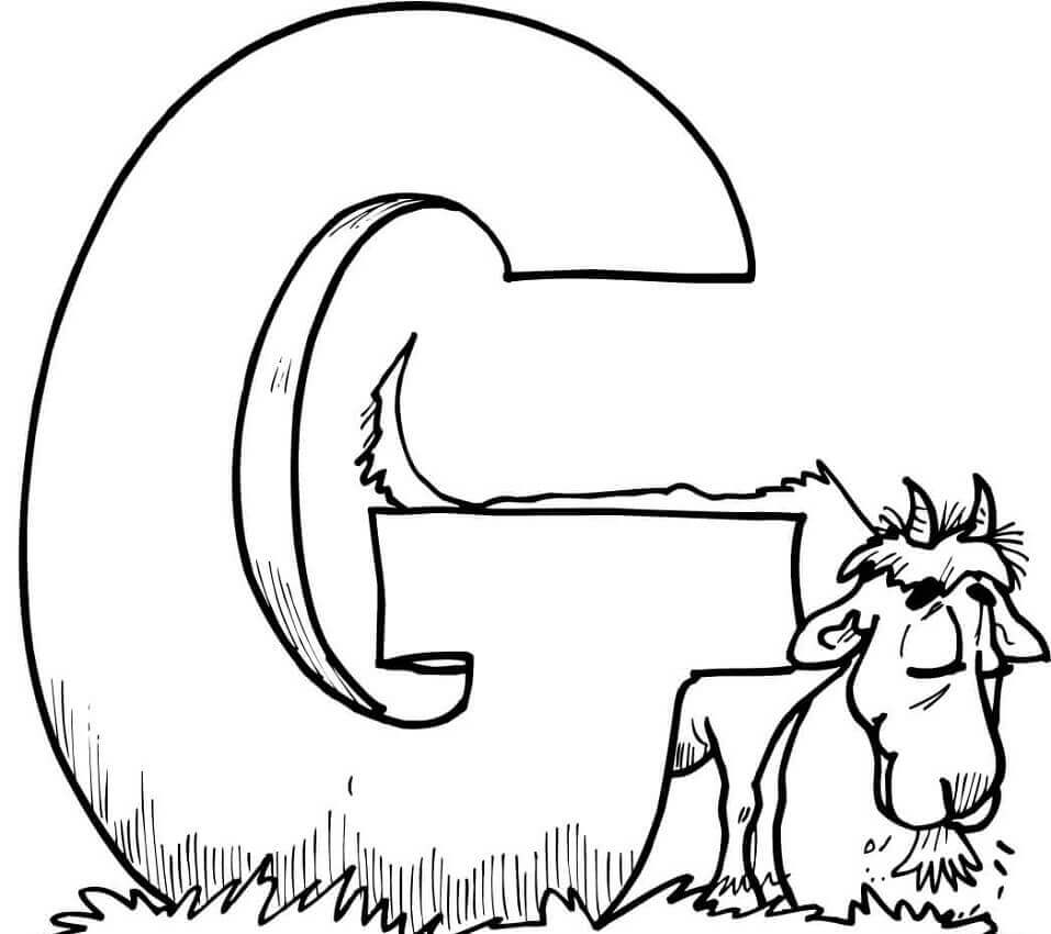 Cabra Comiendo Letra G para colorir