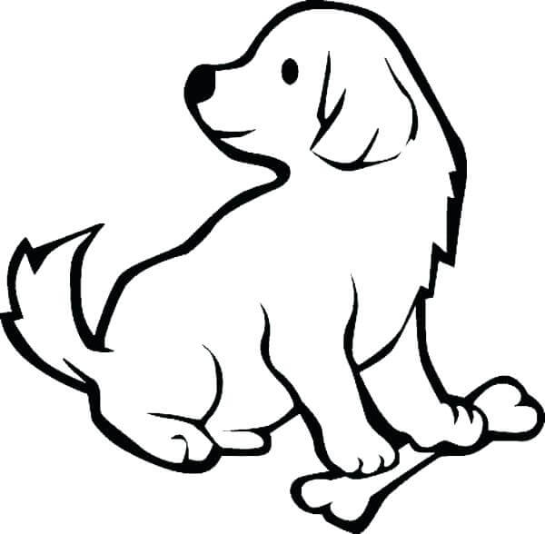 Dibujos de Cachorro Con Hueso para colorear