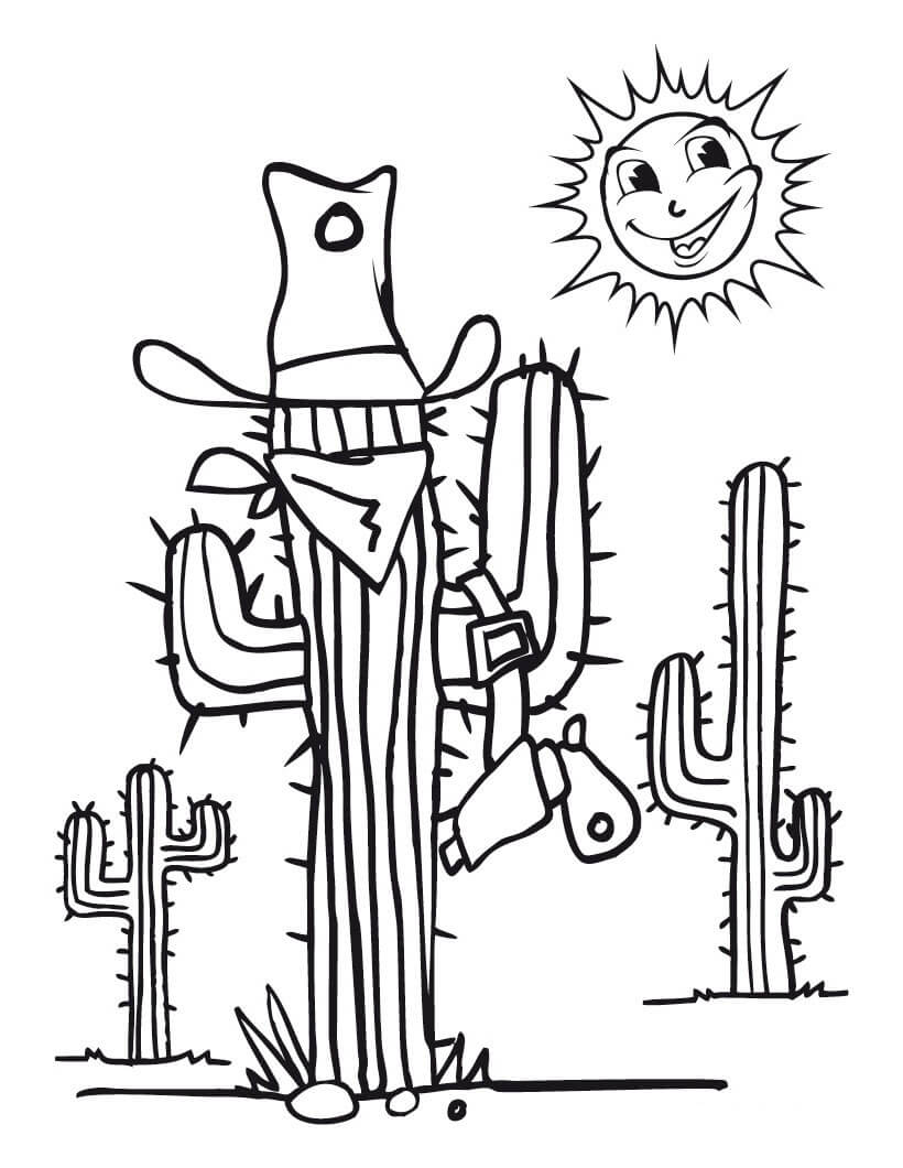 Dibujos de Cactus de Dibujos Animados para colorear