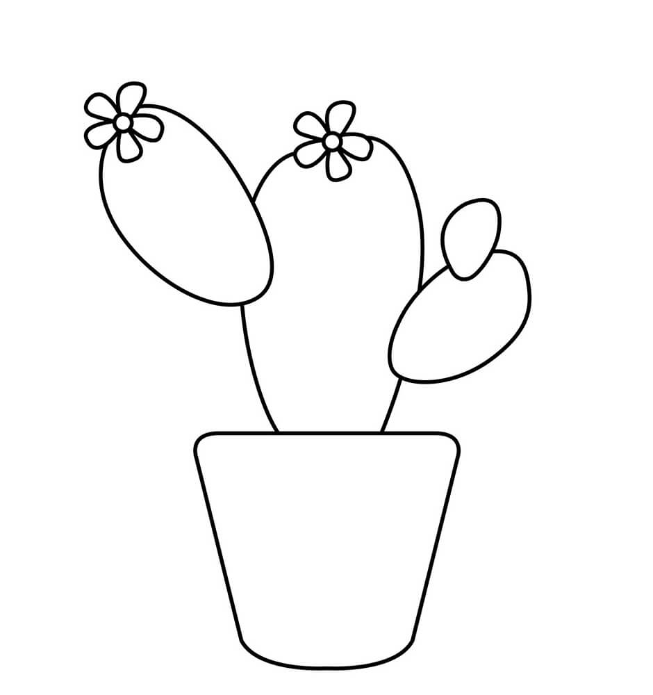 Dibujos de Cactus Fácil para colorear