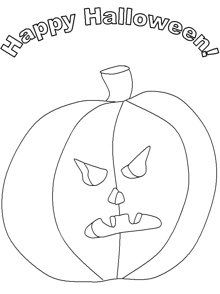 Dibujos de Calabaza de Halloween enojada para colorear