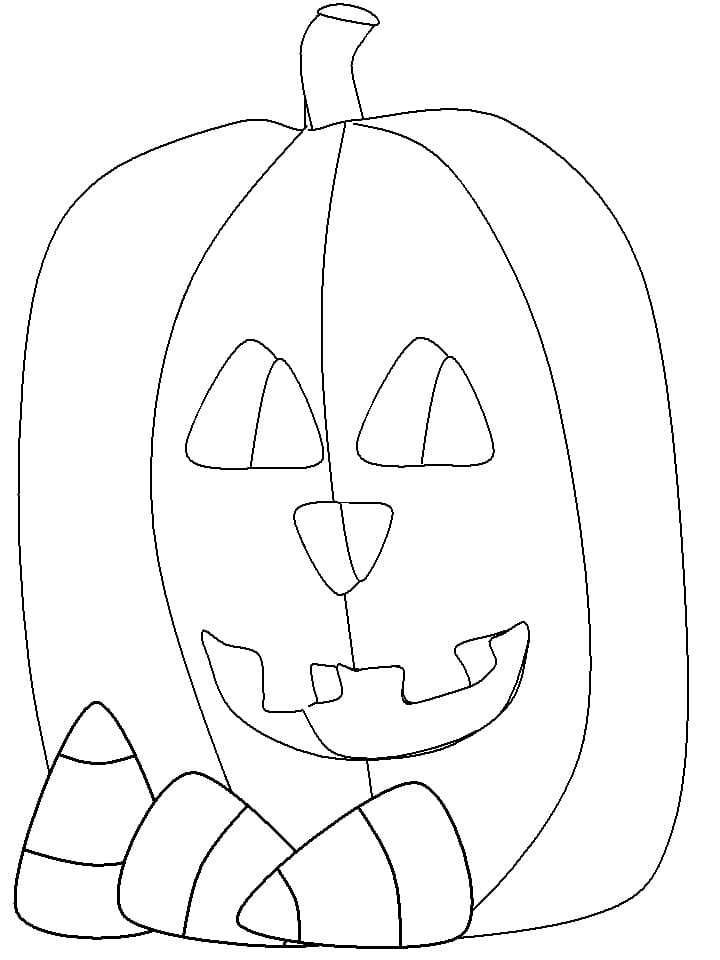 Dibujos de Calabaza de Halloween y maíz dulce para colorear