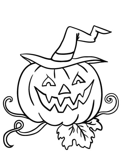 Dibujos de Calabaza de Halloween y sombrero de bruja para colorear