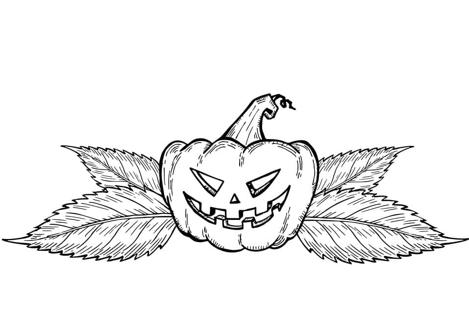 Dibujos de Calabaza y hojas de Halloween para colorear