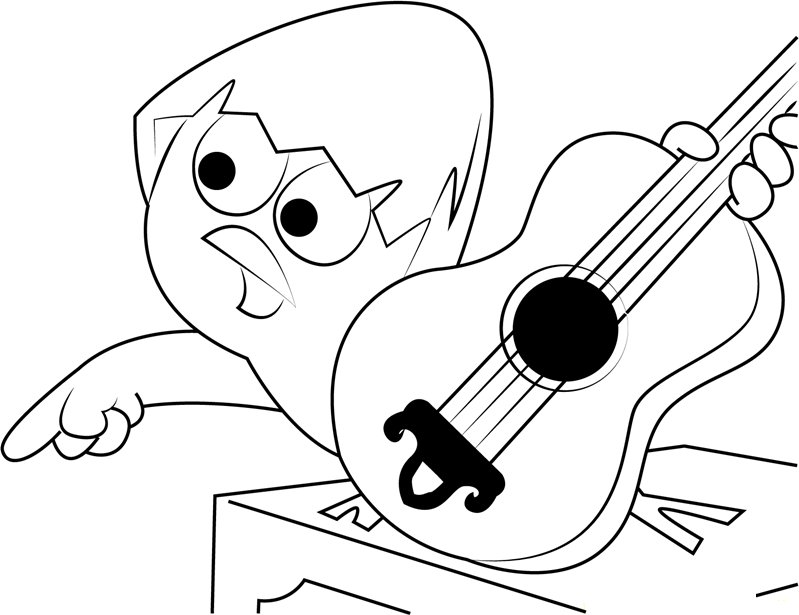 Dibujos de Calimero Tocando La Guitarra para colorear