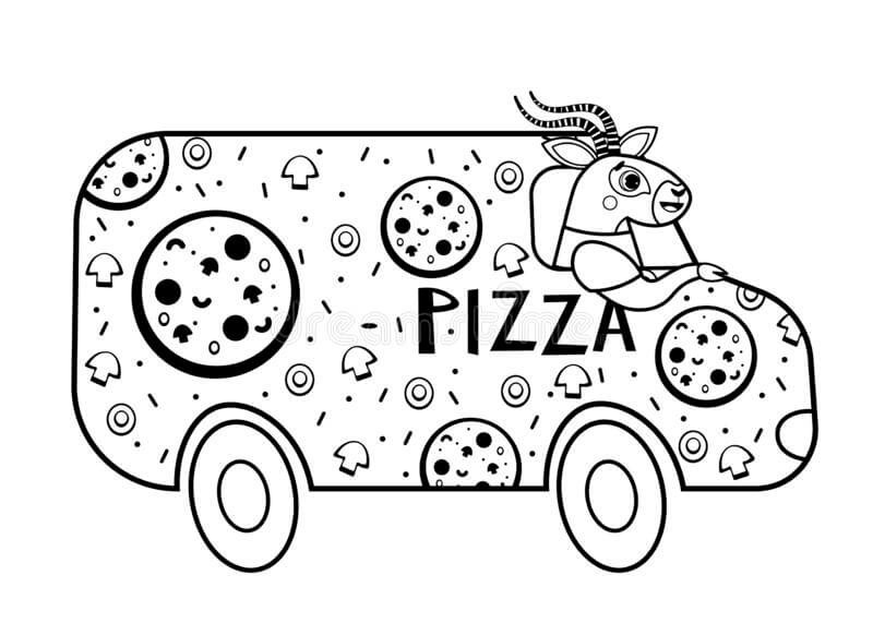 Dibujos de Camión de Pizza para colorear