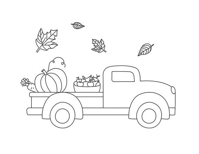 Dibujos de Camioneta en el Día de Acción de Gracias para colorear