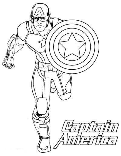 Capitán América Corriendo para colorir