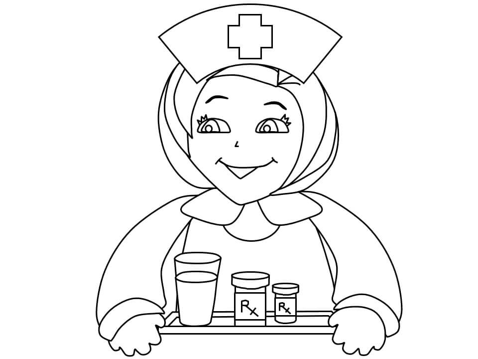Cara de Enfermera para colorir